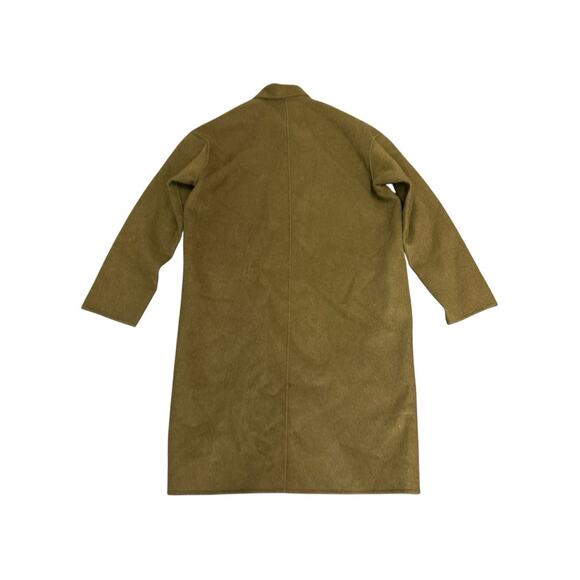 ZARA Wool Blend Minimalist Overcoat Small Olive Brown Classic Fall Coat - Picture 4 of 12